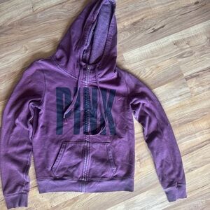 Worn maroon  Hoodie with Black PINK Logo